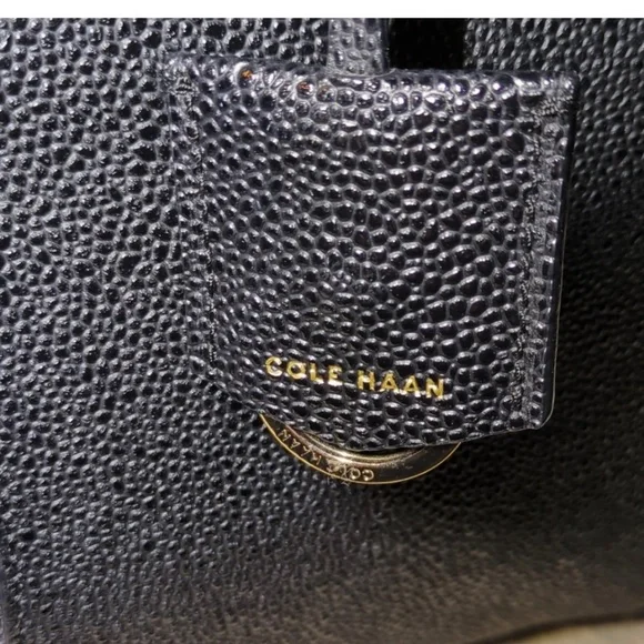 Cole Haan EVA Black Pebbled Leather Women's Tote/Crossbody Bag - Black - Picture 4 of 8